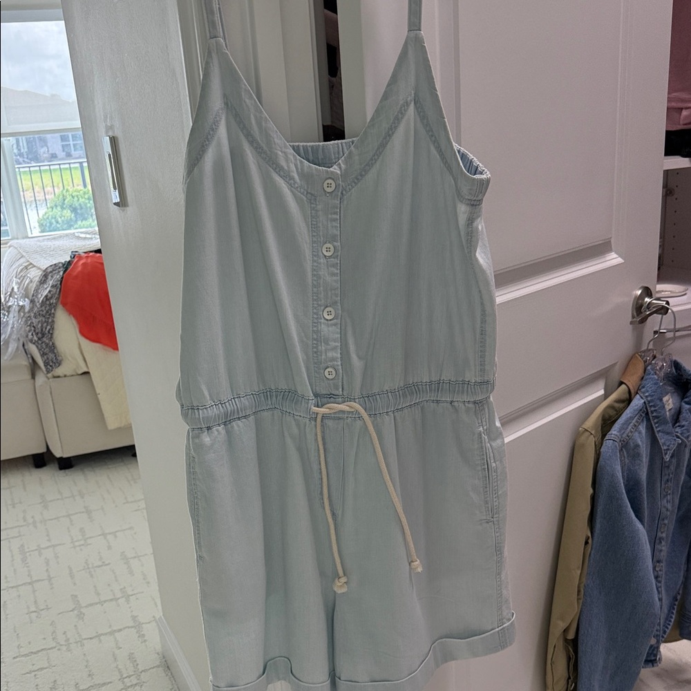 Splendid Light Blue Button-Front Romper - image 1